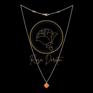 VAN CLEEF & ARPELS 18K ROSE GOLD CARNELIAN SWEET ALHAMBRA PENDANT NECKLACE